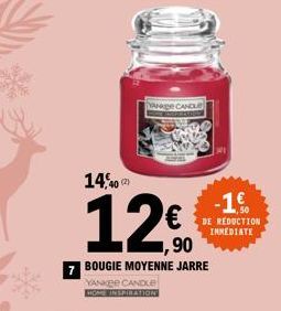 40 (2)  ANKEE CANDLE  €  -1.60  DE REDUCTION IMMEDIATE  BOUGIE MOYENNE JARRE  YANKEE CANDLE HOME INSPIRATION  