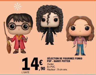 14€.  L'UNITÉ  SÉLECTION DE FIGURINES FUNKO POP - HARRY POTTER Funko  PVC.  ,90 Hauteur : 9 cm env. 