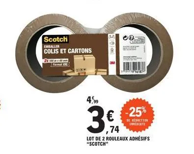 2x100x48 format xxl  scotch  emballer  colis et cartons  4,99  130 1  9316187  -25%  de reduction immediate 