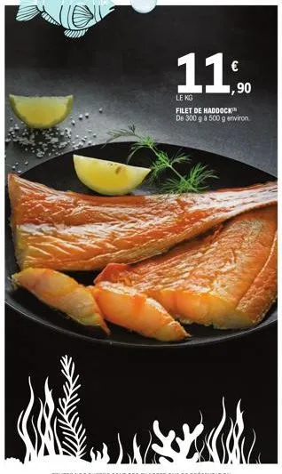 11,90  le kg  filet de haddock™ de 300 g à 500 g environ 