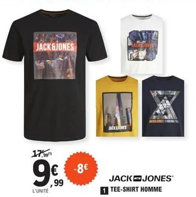 k jack&jones  17,991)  l'unité  ,99  -8€  jackejones  jacksones  jack jones 1 tee-shirt homme 