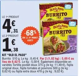 le 1- produit  -68%  sur le 20 produit achete  oldelpaso burrito  10t  oldelpaso burrito  -ki  papria 