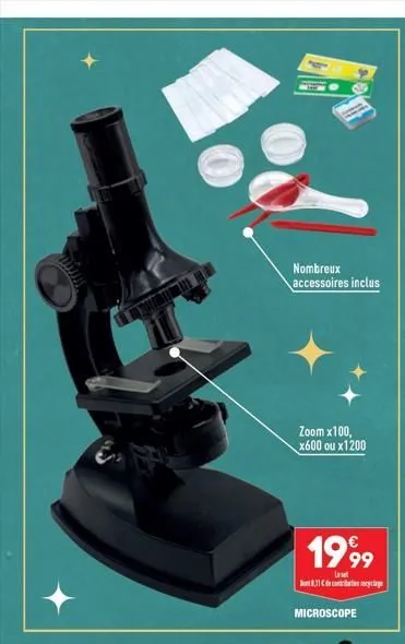 nombreux accessoires inclus  zoom x100, x600 ou x1200  1999  lese dont 8.31 de contribution recyclage  microscope 