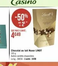 chocolat au lait lindt