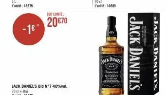 -1€"  soit l'unité:  20€70  jack daniels  fennewer whiskey  jack daniel's  jack daniel's 