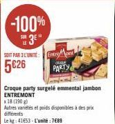 CLIDE  PARTY  Croque party surgelé emmental jambon ENTREMONT  x 18 (190 g)  Autres variétés et poids disponibles à des prix différents  Le kg: 41653- L'unité: 7€89 
