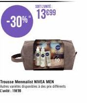 -30%  SOIT L'UNITE:  13€99  Trousse Menmalist NIVEA MEN Autres variétés disponibles à des prix différents L'unité: 19€99 