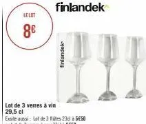le lot  8€  lot de 3 verres à vin 29,5 cl  finlandek  finlandek 