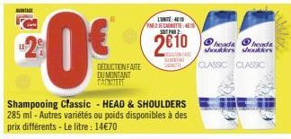 DEDUCTION FAITE DU MONTANT  LUNITE 419 PAR 2 JE CAGNETTE 4610  2€10  ELETTAGE  EXCITE CLASSIC CLASSIC  heada heads shoulders shoutkors  wee 