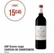 lunite  15€45  aop graves rouge chateau de chantegrive 75 cl 