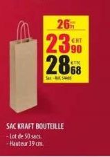 SAC KRAFT BOUTEILLE -Lot de 50 sacs. - Hauteur 39 cm.  26  2390 2868  Sax-et 544 