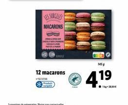 LES SANGELES MACARONS  12 macarons  101  Pradult  145 g  19  -20 