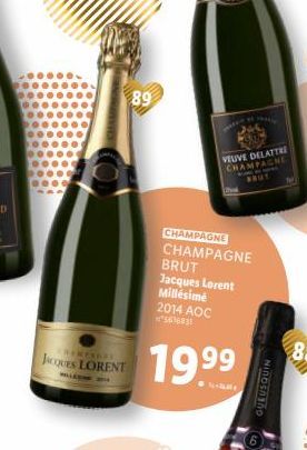 HERPADRY  JACQUES LORENT  89  19.99  VEUVE DELATTRE CHAMPAGNE  CHAMPAGNE CHAMPAGNE BRUT Jacques Lorent Millésime 2014 AOC  GUEUSQUIN 