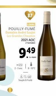 87  n 2-3 ans  LOIRE  POUILLY-FUMÉ Domaine André Saujot Les Grandes Chaumes 2021 AOC n*5615863  94⁹  8-10°C  Souple & Fruité  Ball-Fase 