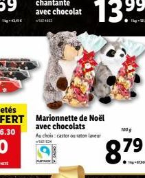 Marionnette de Noël avec chocolats Au choix: castor ou raton laveur 5611634  100 g  8.79 