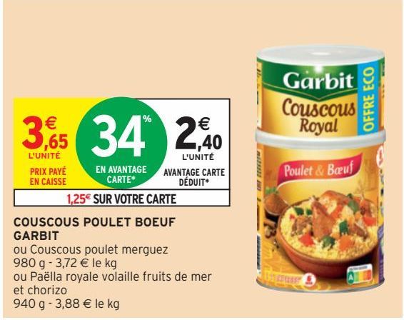 COUSCOUS POULET BOEUF GARBIT