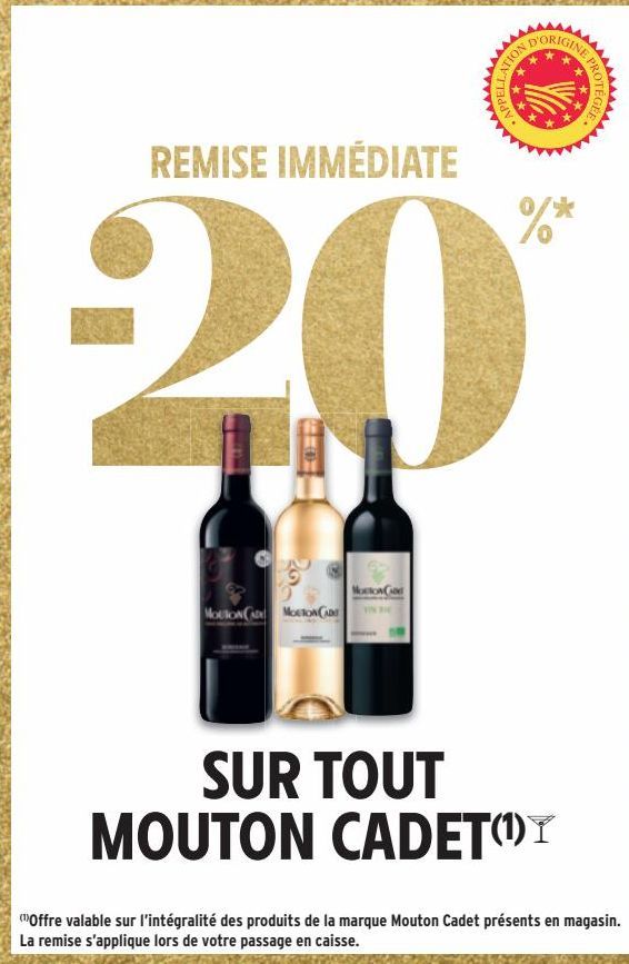 REMISE IMMÉDIATE -20% SUR TOUT MOUTON CADET