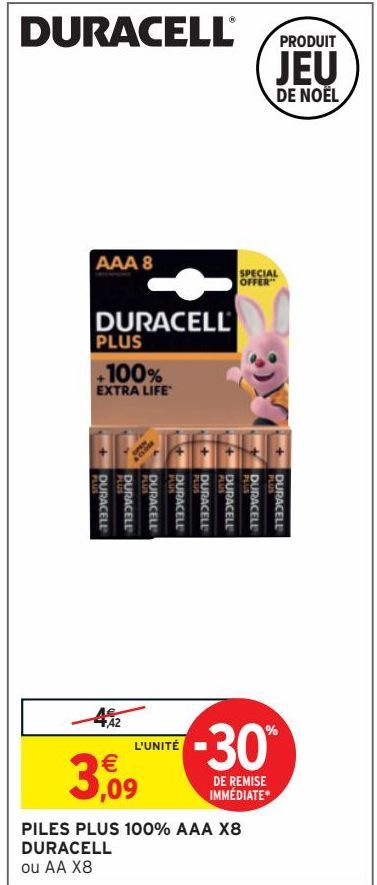 PILES PLUS 100% AAA X8 DURACELL