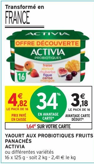 YAOURT AUX PROBIOTIQUES FRUITS PANACHÉS ACTIVIA