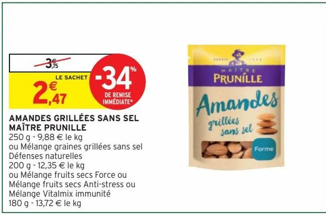 amandes grillées sans sel maître prunille