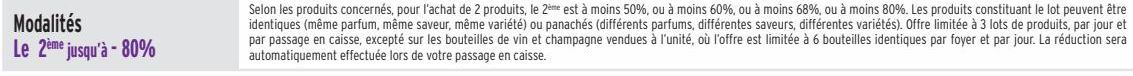 Modalités Le 2ème jusqu’à - 80%