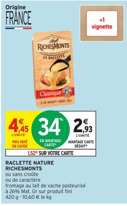 RACLETTE NATURE RICHESMONTS