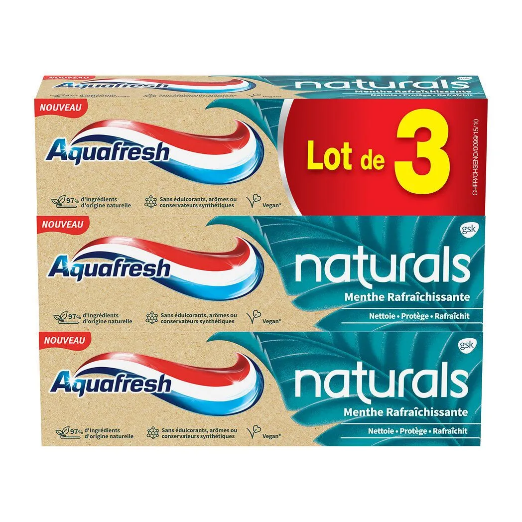 dentifrice naturel menthe rafraîchissante aquafresh