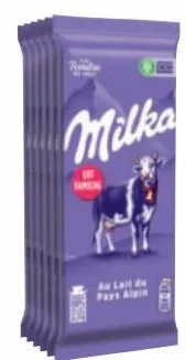 tablettes de chocolat au lait du pays alpin milka