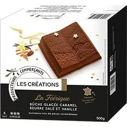 la féérique, bûche glacée caramel beurre salé et vanille les créations