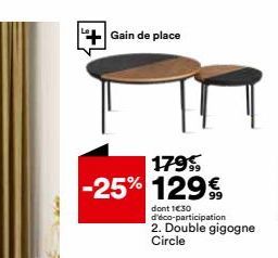 Gain de place  179⁹, -25% 129€  dont 1€30 d'éco-participation 2. Double gigogne Circle 