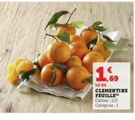 | € ,69  le ko  clementine feuille  calibre: 2/3  catégorie: 1 