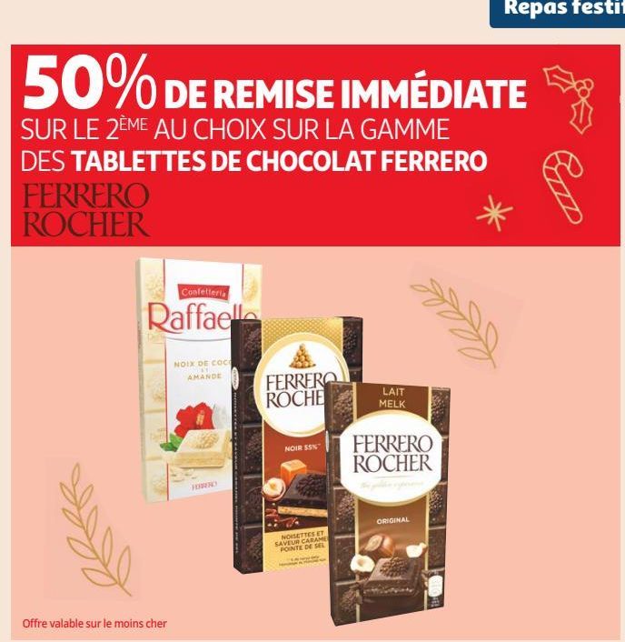 SUR LA GAMME DES TABLETTES DE CHOCOLAT FERRERO