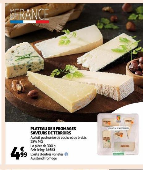 PLATEAU DE 5 FROMAGES SAVEURS DE TERROIRS