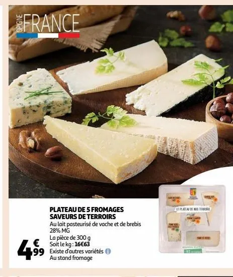 plateau de 5 fromages saveurs de terroirs