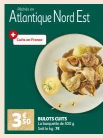 cuits en france  350  atlantique nord est  bulots cuits la barquette de 500 g soit le kg: 7€ 