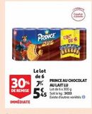 Chocolat au lait Prince offre sur Auchan Supermarché
