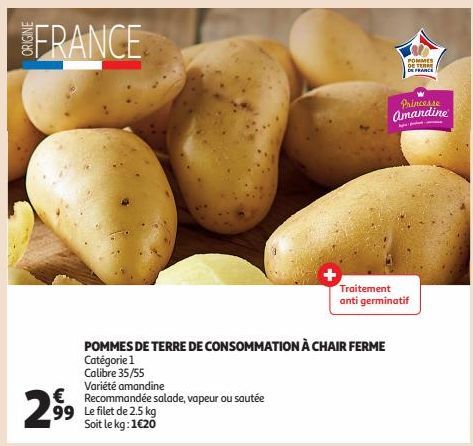 POMMES DE TERRE DE CONSOMMATION À CHAIR FERME