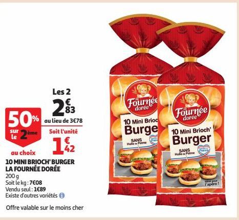 10 MINI BRIOCH' BURGER LA FOURNÉE DORÉE