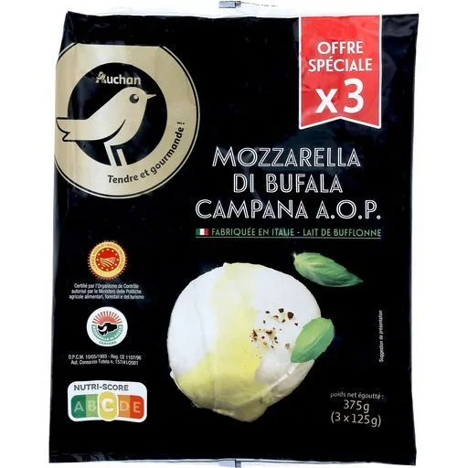 mozzarella di bufala aop auchan gourmet