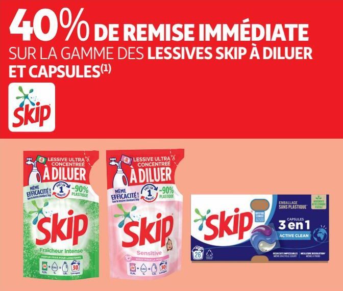 Promo LESSIVE CAPSULE ACTIVE CLEAN SKIP chez Auchan
