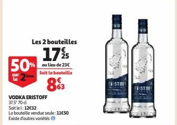 sur  ما  Les 2 bouteilles  17% 5  50% au lieu de 23€  Soit la bouteille  63  RISTOFF  TRISTOER 