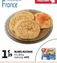 France  € BLINIS AUCHAN 39 X4,200g Soit le kg: 6€95  19⁹9  JEUNE 