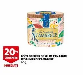 20%  de remise  immédiate  camargue  ca  boîte de fleur de sel de camargue le saunier de camargue 125g 
