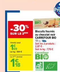 biscuits fourrés au chocolat Carrefour