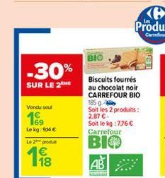 biscuits fourrés au chocolat Carrefour