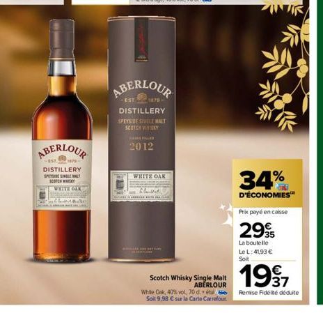 Stat  ABERLOUR  -EST  1879  DISTILLERY SPEYSIDE SINGLE MALT SCOTCH WHISKY  WHITE OAK  THI  ABERLOUR  -EST  1879- FILLED  2012  DISTILLERY SPEYSIDE SINGLE MALT SCOTCH WHISKY  WHITE OAK  Scotch Whisky S