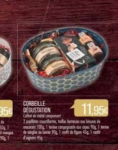 Fin Fu  11,95€  2 papillates croustillantes, truffes fantaisies oux brisures de macarons 100g, 1 tanine compagnarde aux cèpes 90g, 1 terrine de sanglier au lourier 90g, 1 confit de figues 45g. 1 confi