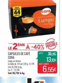 capsules de café cora