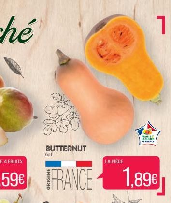 C  BUTTERNUT  Cat.1  LA PIÈCE  FRUITS LEGUMES DE FRANCE  1  1,89€ 