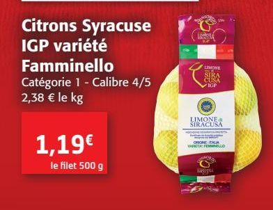 Citrons Syracuse IGP variété Famminello 